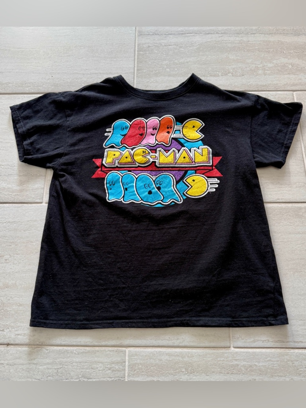 Vintage RETRO Gaming Pac-Man black t-shirt unisex Adult Large Nostalgia Graphic